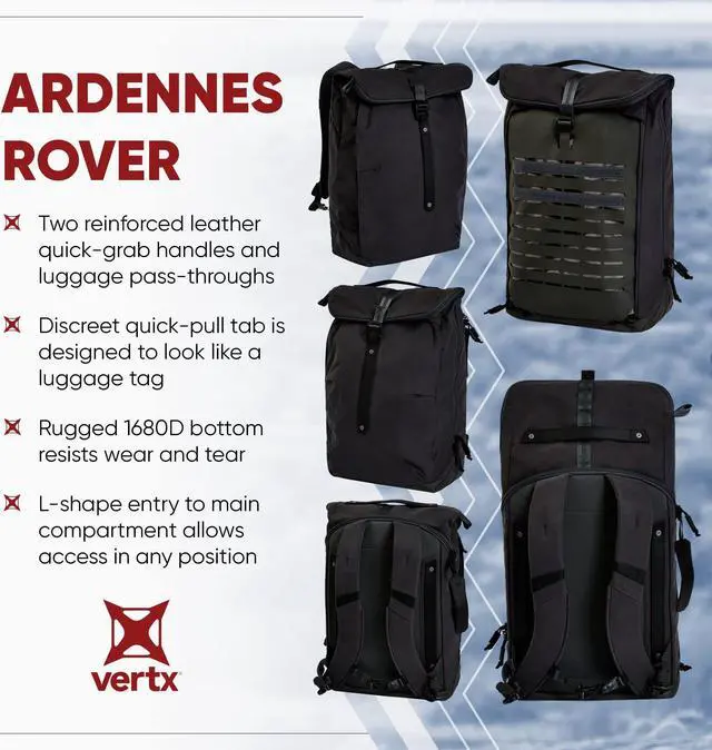 Alt view image 4 of 5 - Vertx Ardennes Mens Tactical Briefcase with Shoulder Strap Messenger Laptop Gear Bag for Work, Travel, Canvas, Valet Ash Grey