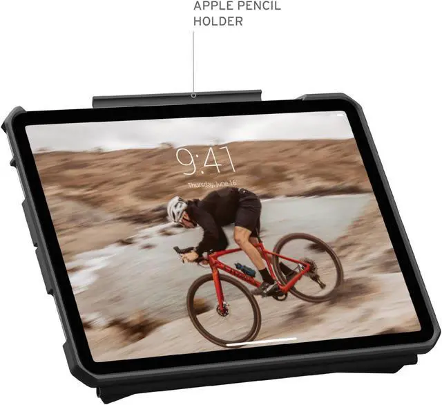 Alt view image 3 of 5 - URBAN ARMOR GEAR UAG Designed for iPad Air 11" Case (6th/7th Gen 2024-2025) M3 A3266 A3267 - Rugged Adjustable Multi-Angle Stand Auto Sleep/Wake Folio Cover w/Pencil Holder, Essential Armor Black