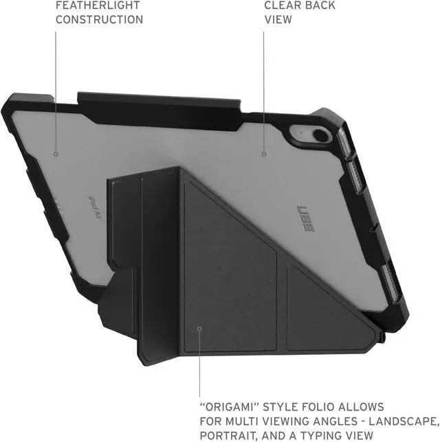 Alt view image 4 of 5 - URBAN ARMOR GEAR UAG Designed for iPad Air 11" Case (6th/7th Gen 2024-2025) M3 A3266 A3267 - Rugged Adjustable Multi-Angle Stand Auto Sleep/Wake Folio Cover w/Pencil Holder, Essential Armor Black