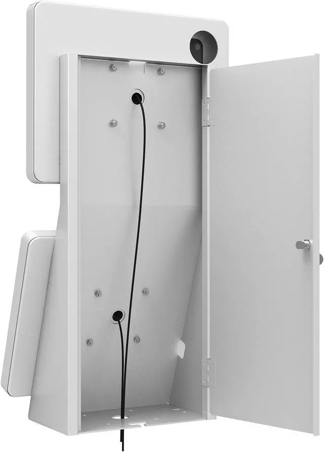 Alt view image 5 of 5 - CTA Digital Security Desk Mount - Dual Universal Security Enclosure Desk Mount W/Storage Compartment (PAD-2VDMW) - White