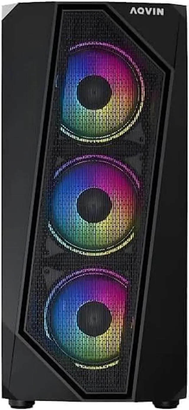 Alt view image 3 of 5 - AQVIN AQB30 Gaming Tower Desktop PC - Intel i7 Core Processor Upto 4.00GHz, 32GB RAM 1TB SSD, Radeon RX 580 8GB GPU, RGB Fans, WiFi, Windows 10 Pro - Black