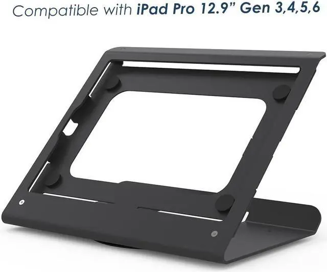 Alt view image 3 of 5 - Beelta Tablet Stand Compatible with iPad Pro 12.9" Gen 3 4 5 6, Air 13" with Swivel Base, All Metal Anti Theft Tablet Holder for POS Kiosk