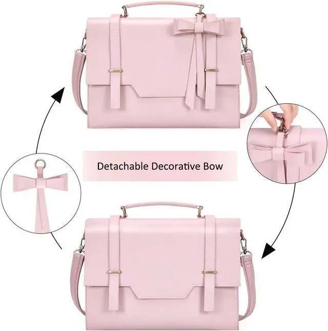 Alt view image 3 of 5 - ECOSUSI Laptop Messenger Bag Women Briefcase 15.6 inch Laptop Satchel Handbags (Pink)