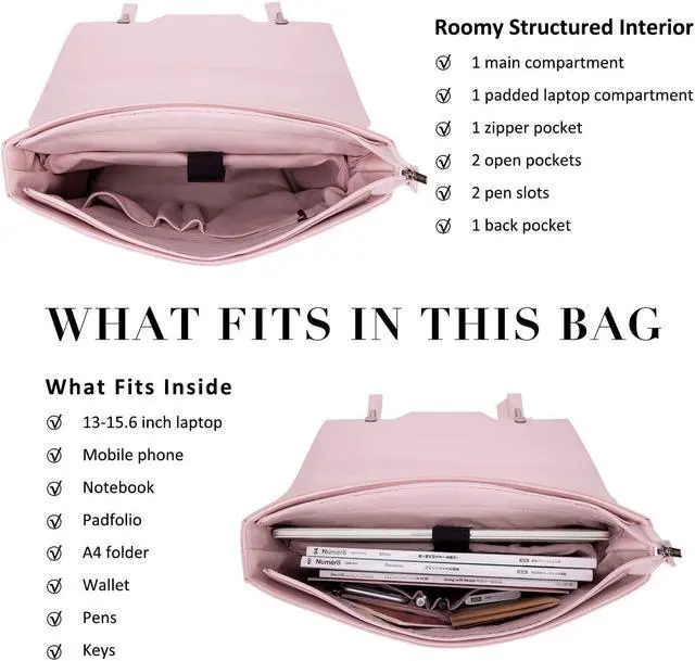 Alt view image 4 of 5 - ECOSUSI Laptop Messenger Bag Women Briefcase 15.6 inch Laptop Satchel Handbags (Pink)