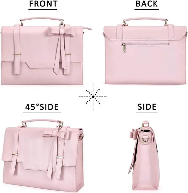Alt view image 5 of 5 - ECOSUSI Laptop Messenger Bag Women Briefcase 15.6 inch Laptop Satchel Handbags (Pink)