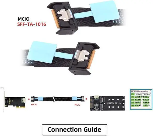 Alt view image 4 of 5 - Xiwai PCI-E 5.0 MCIO Mini Cool Edge IO PCI-E 4i 38Pin Male to MCIO 4i SFF-TA-1016 Extender Cable 50cm/1.6ft