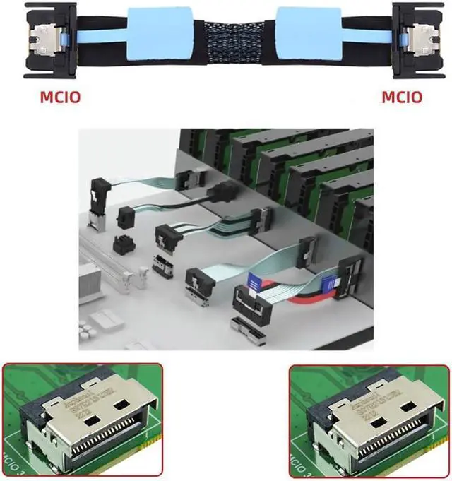 Alt view image 5 of 5 - Xiwai PCI-E 5.0 MCIO Mini Cool Edge IO PCI-E 4i 38Pin Male to MCIO 4i SFF-TA-1016 Extender Cable 50cm/1.6ft