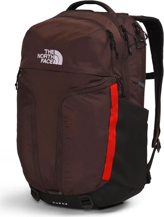 Alt view image 2 of 5 - The North Face Surge Commuter Laptop Backpack, Coal Brown/Fiery Red/TNF Black, One Size