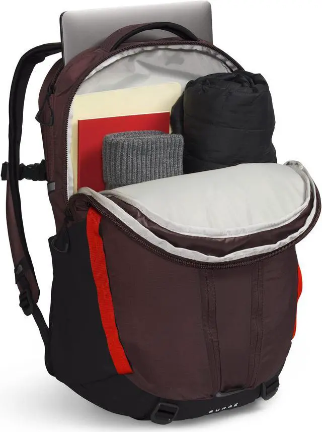 Alt view image 4 of 5 - The North Face Surge Commuter Laptop Backpack, Coal Brown/Fiery Red/TNF Black, One Size