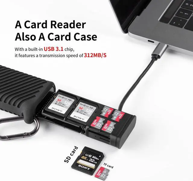 Alt view image 3 of 5 - PGYTECH High-Speed SD Card Reader(Green) +OneGo Drawstring Camera Shoulder Bag (White)