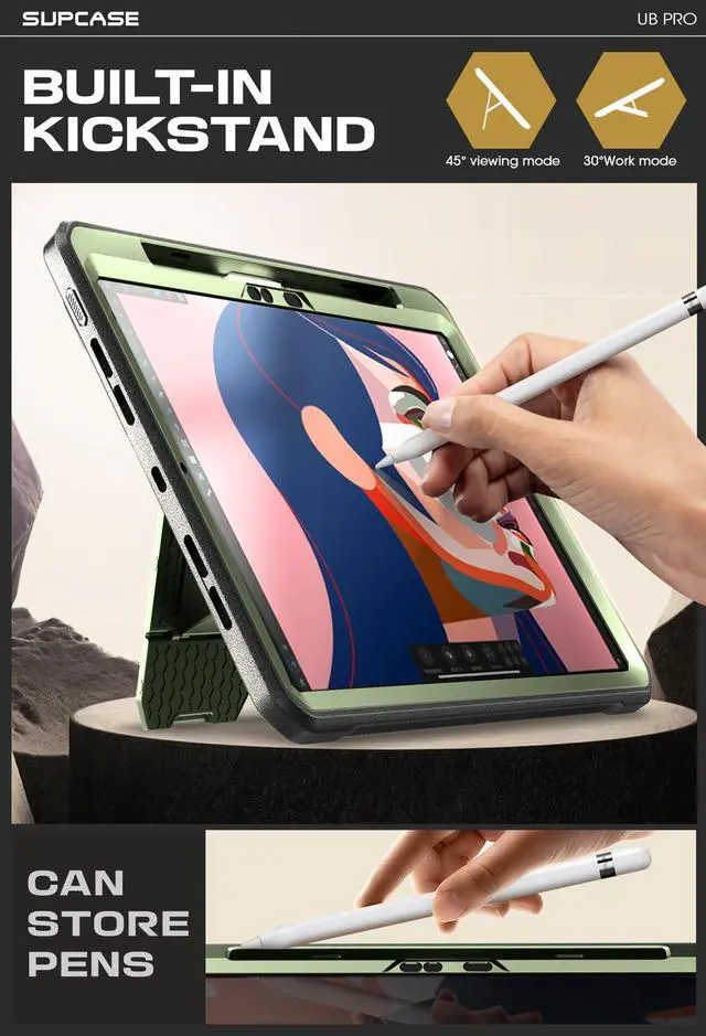 Alt view image 4 of 5 - SUPCASE for iPad Pro 11 Inch Case M4 2024 5th Generation with Pencil Holder (Unicorn Beetle Pro), [Built-in Screen Protector & Stand] Full-Body Rugged Cover for iPad Pro 11 Inch M4 2024 5th Gen,Guldan