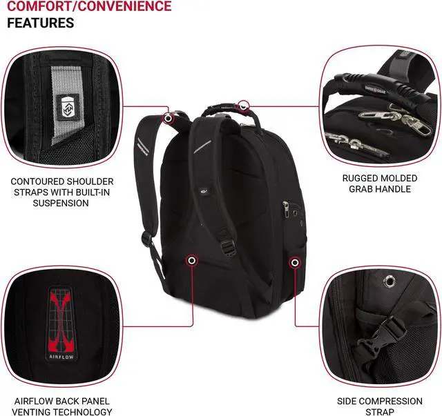 Alt view image 2 of 5 - SwissGear 1923 Scansmart Backpack, Black/Silver, 17-Inch
