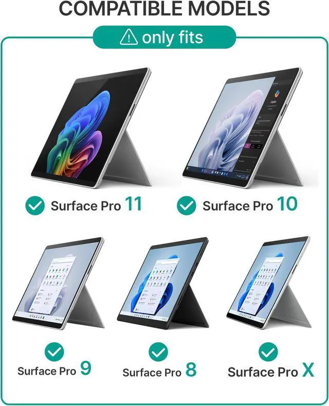 Alt view image 2 of 5 - typecase Surface Pro 9 Keyboard, Compatible with Microsoft Surface Pro 11 10 9 8 X, 13 Inch Bluetooth Wireless Type Cover Keyboard with 11-Color Backlit & Pen Holder - Black