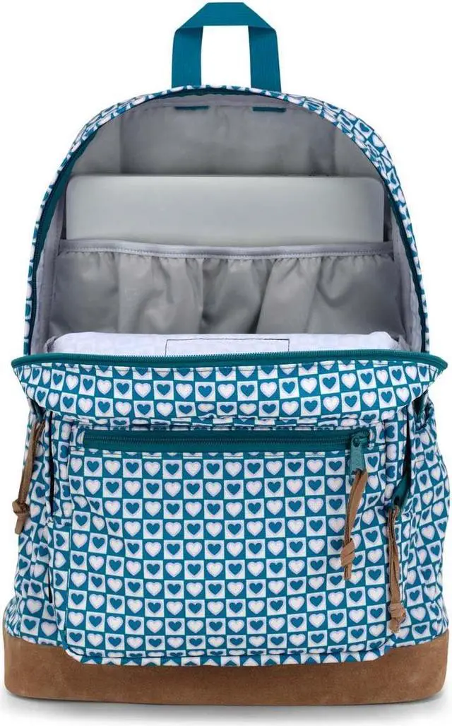Alt view image 5 of 5 - JanSport Right Pack Backpack - Durable Daypack with Padded 15" Laptop Sleeve, Spacious Main Compartment & Integrated Water Bottle Pocket - Hyped Hearts Green