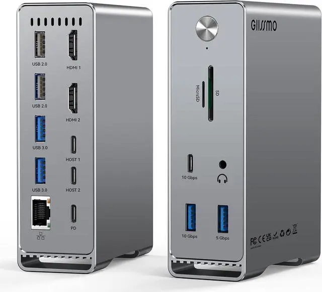 Main image of MacBook Pro Docking Station, 14-in-2 Dual USB C Docking Station Dual Monitor for MacBook Pro (Not M1) with Dual 4K HDMI 60Hz, 10Gbps USB A/C,3 USB 3.0,2USB 2.0 RJ45, Audio, SD/TF Slots, 100W PD