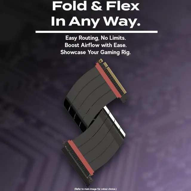 Alt view image 5 of 5 - LINKUP - AVA5 PCIE 5.0 Riser Cable | RTX5090 RX9070 GPU Ready | x16 128GB/s Speed | Compatible with PCIe 4.0 & WRX80/WRX90E | Straight, Black 30cm (Total Length 34cm)