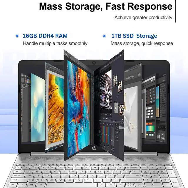 Alt view image 2 of 4 - HP Pavilion 15.6" HD Touchscreen Anti-Glare Laptop, 16GB RAM, 1TB SSD Storage, Intel Core Processor up to 4.1GHz, Up to 11 Hours Long Battery Life, Type-C, HDMI, Windows 11 Home, Silver