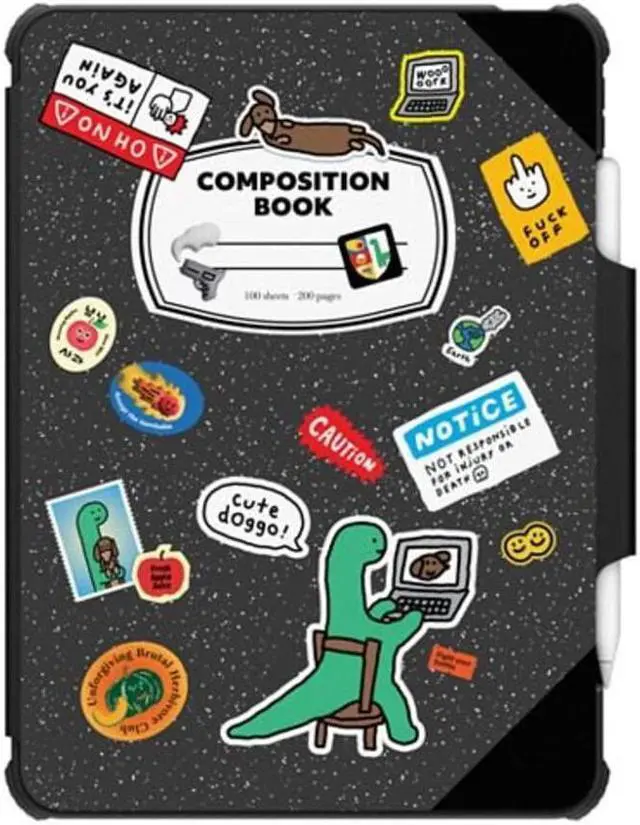 Main image of CASETiFY Impact Folio Case for iPad Air 10.9" (4th/5th Gen) - Brachio Composition Book - Clear Black