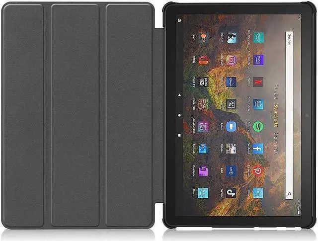 Alt view image 4 of 5 - SaharaCase Tri-Fold Folio Case for Amazon Fire HD 10 (2023) [Shockproof Bumper] Rugged PU Leather AntiSlip Grip Slim Fit Foldable Kickstand (Black/Yellow)