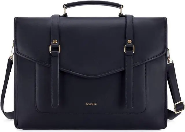 Main image of ECOSUSI Laptop Bag for Women 15.6 inch PU Leather Briefcase Large Computer Satchel Bag Professional Work Messenger Bag