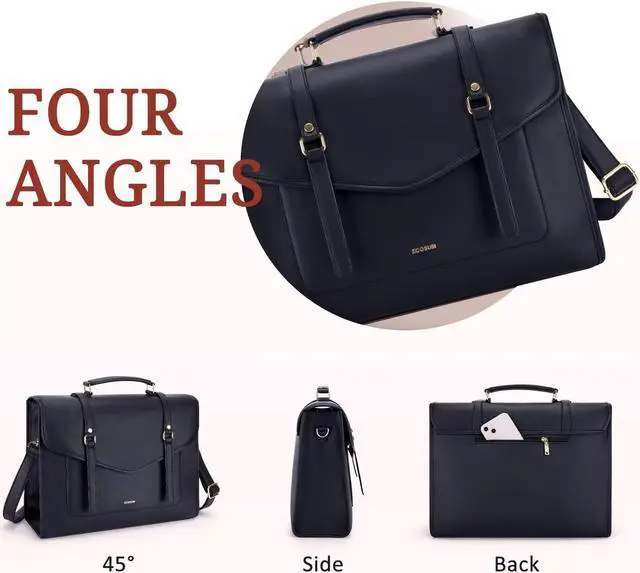 Alt view image 5 of 5 - ECOSUSI Laptop Bag for Women 15.6 inch PU Leather Briefcase Large Computer Satchel Bag Professional Work Messenger Bag