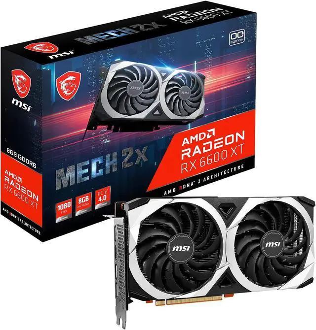 Main image of MSI Gaming AMD Radeon RX 6600 XT 128-bit 8GB GDDR6 DP/HDMI Dual Torx Fans FreeSync DirectX 12 VR Ready OC Graphics Card (RX 6600 XT MECH 2X 8G OC)