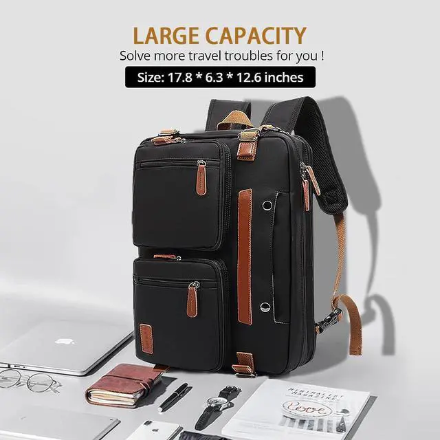 Alt view image 2 of 5 - MOLNIA 3 in 1 Laptop Bag for Men, 17.3 Inch Work Bags for Men, Laptop Backpack, Briefcases, Messenger Bag, Computer Bags for Laptops for Men Women, Black
