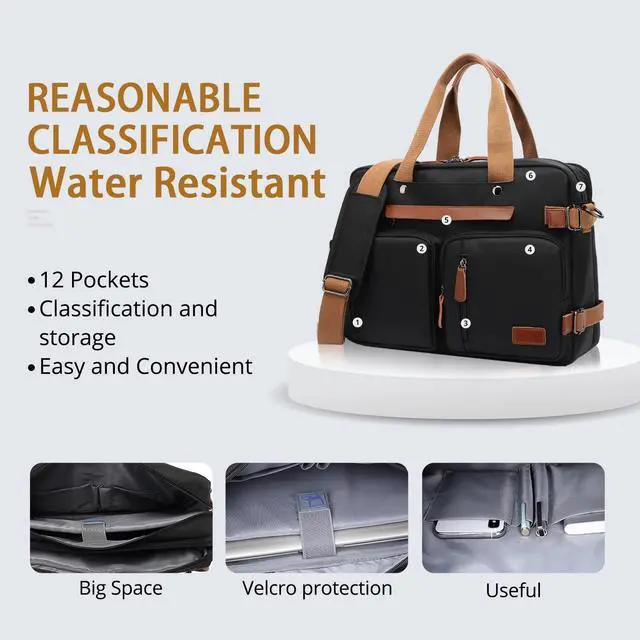 Alt view image 4 of 5 - MOLNIA 3 in 1 Laptop Bag for Men, 17.3 Inch Work Bags for Men, Laptop Backpack, Briefcases, Messenger Bag, Computer Bags for Laptops for Men Women, Black