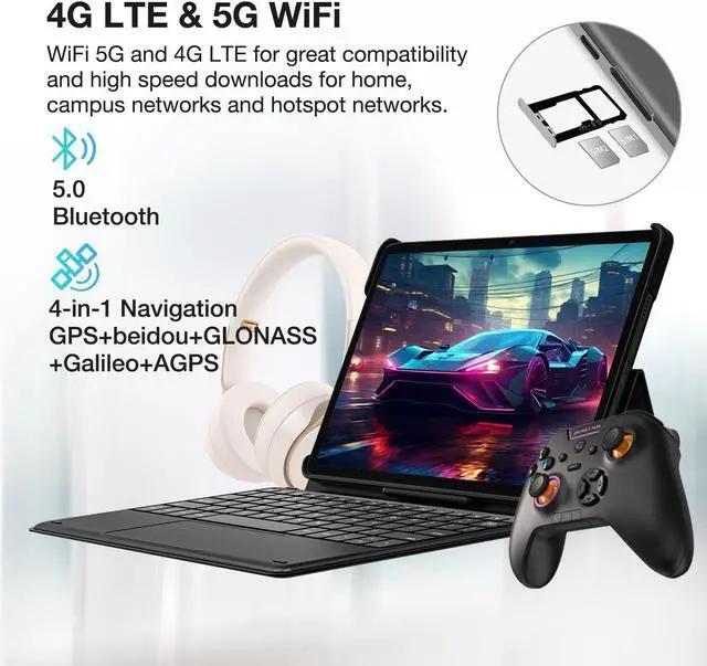 Alt view image 2 of 5 - DOOGEE 11 Inch Tablet with Keyboard,4G Dual Sim Slot Tablets, T30E Tablet with Android 14, 9GB RAM 128GB ROM/1TB TF, 8000mAh, Cellular Tablets with BT5.0, Pen, Keyboard, Mouse & Case