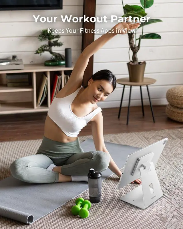 Alt view image 5 of 5 - Volcora Universal Magnetic Tablet Stand for Desk Wall Mount iPad Holder with Seperable Magnetic Board and Rotatable Back Panel, Heavy Duty, for Samsung Android Tablets, Kindle, White