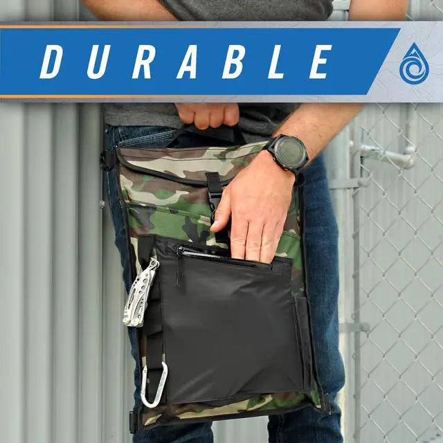 Alt view image 4 of 5 - AquaQuest Typhoon Laptop Case - 100% Waterproof, Versatile, Durable, Lightweight, Compact Messenger Bag - Protective Padded Computer Sleeve Pouch Cover - 13", Camo