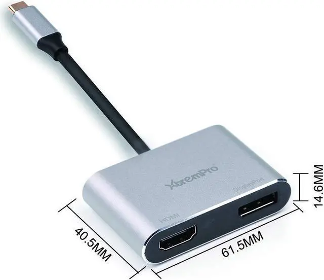 Alt view image 2 of 4 - XtremPro , USB Type-C to HDMI and DisplayPort Adapter Supports Up to Two 4K 30Hz Monitors, Compatible with Windows Systems Only Support SST and MST Mode HDCP (Type-c to Hdmi+DP)