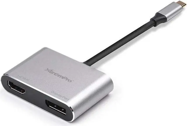 Alt view image 4 of 4 - XtremPro , USB Type-C to HDMI and DisplayPort Adapter Supports Up to Two 4K 30Hz Monitors, Compatible with Windows Systems Only Support SST and MST Mode HDCP (Type-c to Hdmi+DP)
