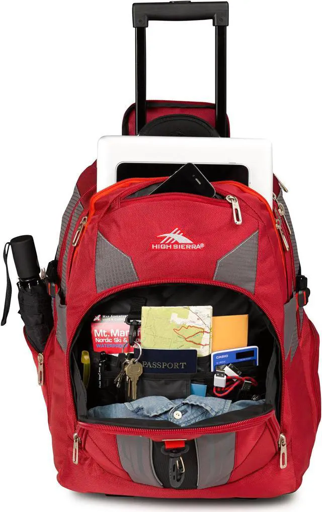 Alt view image 3 of 4 - High Sierra XBT - Business Rolling Backpack, Carmine/Red Line/Black, One Size