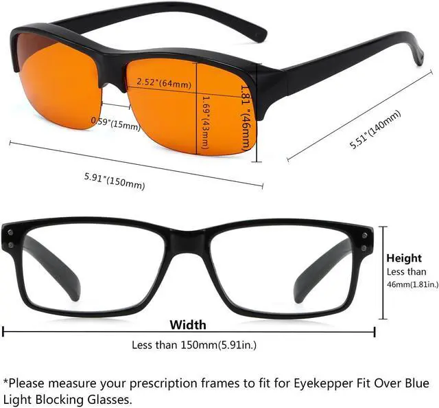 Alt view image 5 of 5 - Eyekepper 2 Pack Fit Over Blue Light Blocking Glasses Wear Over Computer Eyeglasses