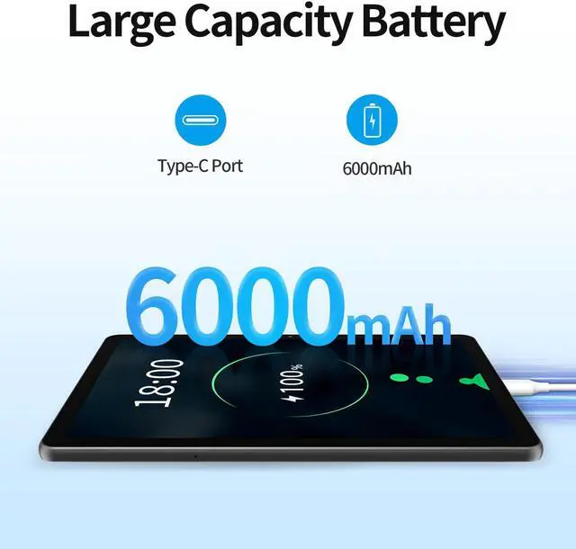 Alt view image 5 of 5 - PRITOM 2024 10.1 inch Android 13 Tablets, Octa-Core Processor, 8GB RAM 64GB ROM 512GB Expanable, 6000mAh Battery, HD IPS Touch Screen, 5G/2.4G WiFi6, Bluetooth 5.0, Split Screen, Widget Support(Gray)