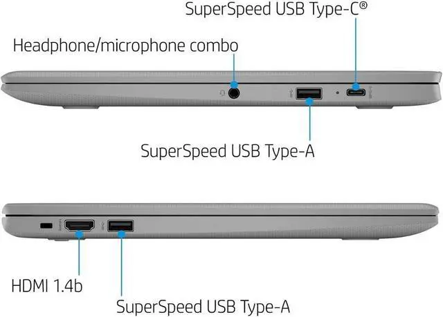 Alt view image 5 of 5 - HP Newest 14" HD Chromebook Laptop for Students, Intel Quad-Core N4120(> N4020), 4GB RAM, 64GB eMMC, WiFi, Webcam, HDMI, USB-A&C, 14 Hours Battery life, ZOOM, Chrome OS, CUE Accessories
