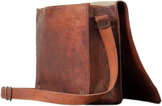 Alt view image 2 of 5 - ANUENT 15 inch Vintage Brown Leather Laptop Handmade Satchel Crossbody Messenger Bag for Women and Men, Shoulder for Work, Office, Travel