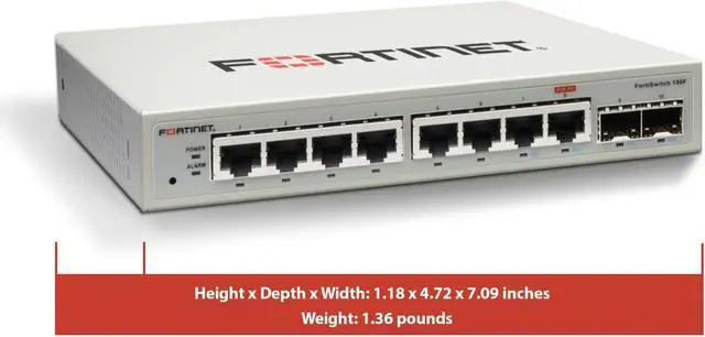 Alt view image 3 of 5 - Fortinet FortiSwitch - 108F L2 Switch - 8 GE RJ45, 2 GE SFP, Fanless (FS-108F)