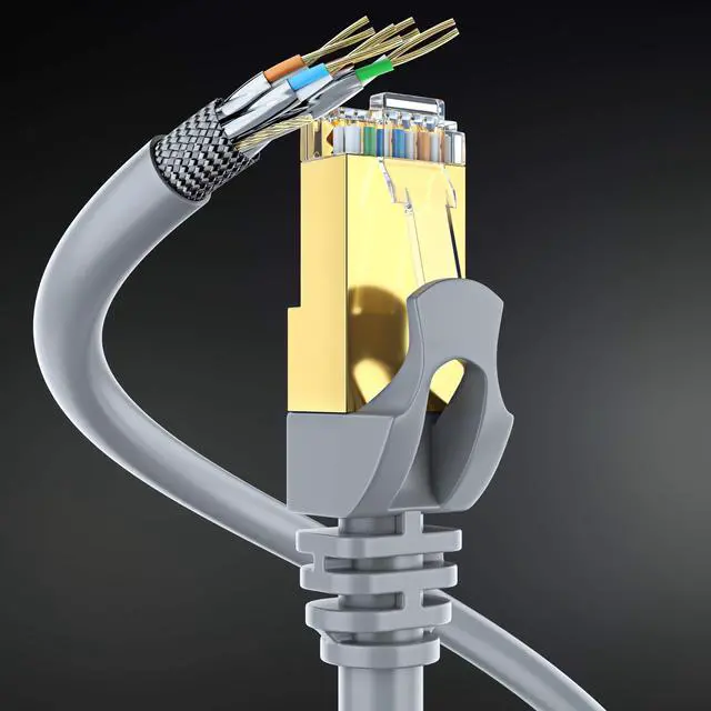 Alt view image 4 of 5 - Cat7 Ethernet Cable 10 Feet  6 Pack High-Speed LAN Network Patch Cords, RJ45 Gold-Plated Connectors, 600MHz, 10Gbps  for Router, Modem, PC, Gaming, Streaming  Gray
