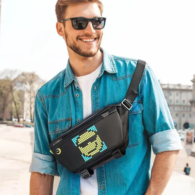 Alt view image 4 of 5 - Divoom Pixel Art Display DIY customizable Backpack Sling Bag Bundle