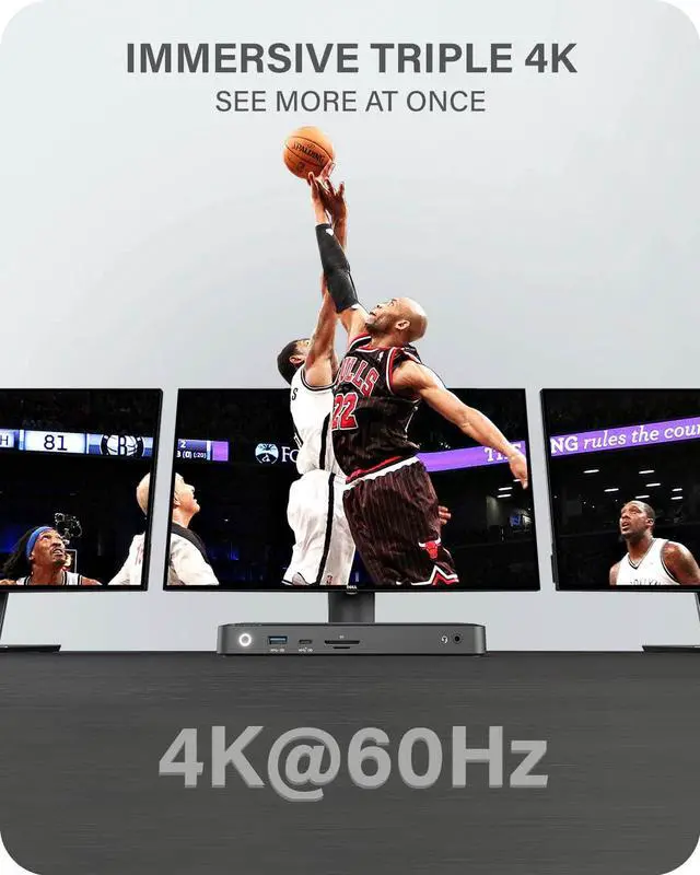 Alt view image 3 of 5 - ALOGIC MX3 4K Triple Display 11-in-1 Docking Station with 100W Laptop Charging for windows, 3x DisplayPort, 3x USB-A, USB-C, 3.5mm TRRS Audio/Microphone Jack, RJ45 Ethernet, SD & Micro SD Card Reader.