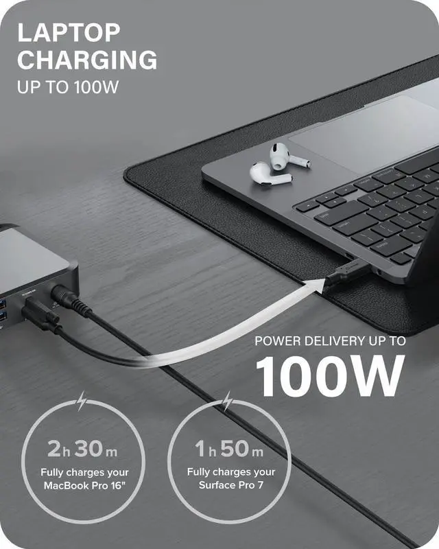 Alt view image 4 of 5 - ALOGIC MX3 4K Triple Display 11-in-1 Docking Station with 100W Laptop Charging for windows, 3x DisplayPort, 3x USB-A, USB-C, 3.5mm TRRS Audio/Microphone Jack, RJ45 Ethernet, SD & Micro SD Card Reader.