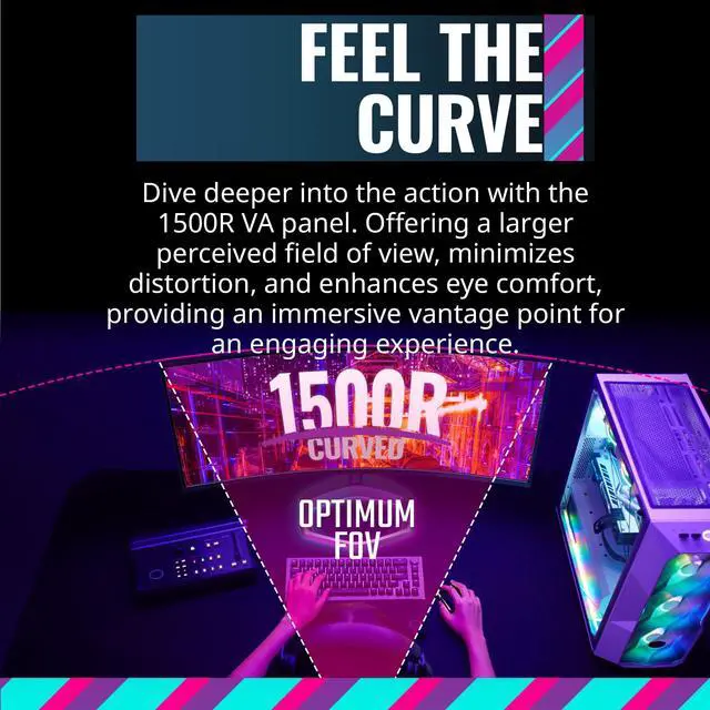 Alt view image 2 of 5 - Cooler Master GM34-CWQA 34 ARGB Curved 144Hz VA QD Tech Ultra-WQHD 3440 x 1440 PC Monitor, 0.5ms (MPRT), Curve 1500R, FreeSync Premium, DP*1, HDMI2.0 * 2, USB C*1, VESA Mount (CMI-GM34-CWQA-US)