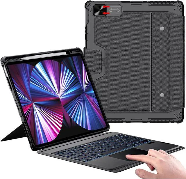 Main image of Nillkin iPad Air 13 inch Case Keyboard (M3,2025/M2,2024), Slide Camera Cover, iPad Pro 12.9 Protective Case with 7 Colors Backlit Wireless Detachable Keyboard, Trackpad and Pencil Holder