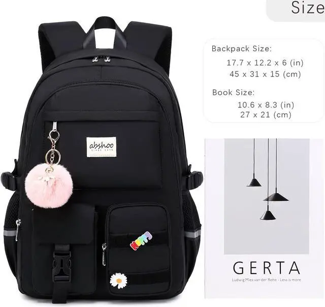 Alt view image 5 of 5 - abshoo Big Student Laptop Backpack For College Women Middle High School Teen Girls Bookbag Travel Daypack (Black)