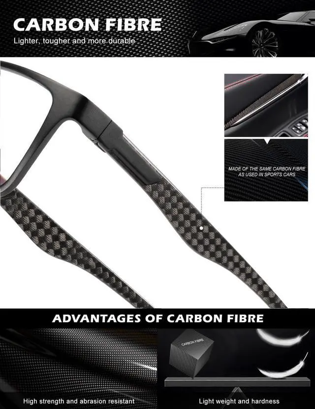 Alt view image 3 of 5 - ANYLUV Reading-Glasses-Men Mens Reading Glasses: Blue Light Reader Glasses Carbon Fiber Computer Screen Blocking