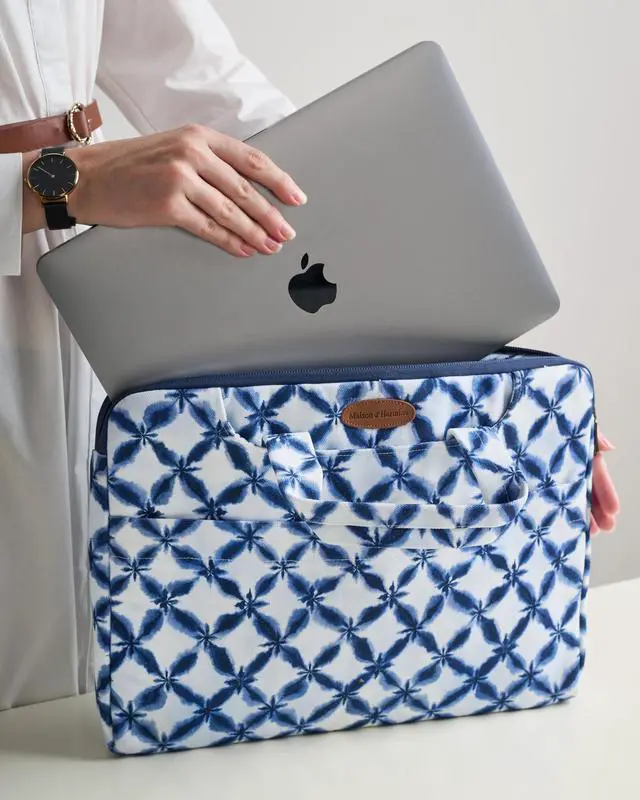 Alt view image 2 of 5 - Maison d'Hermine Laptop Bag upto 13.5 inch Stain and water repellent Cotton canvas - shibori