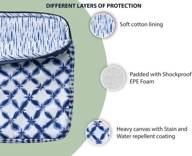 Alt view image 4 of 5 - Maison d'Hermine Laptop Bag upto 13.5 inch Stain and water repellent Cotton canvas - shibori