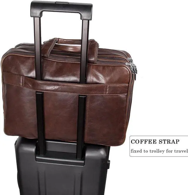 Alt view image 2 of 5 - Augus Business Travel Briefcase Genuine Leather Duffel Bags for Men Laptop Bag fits 15.6 inches Laptop YKK Zipper